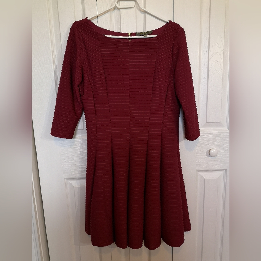 Melonie T Women's Burgundy A-Line Dress Size 12